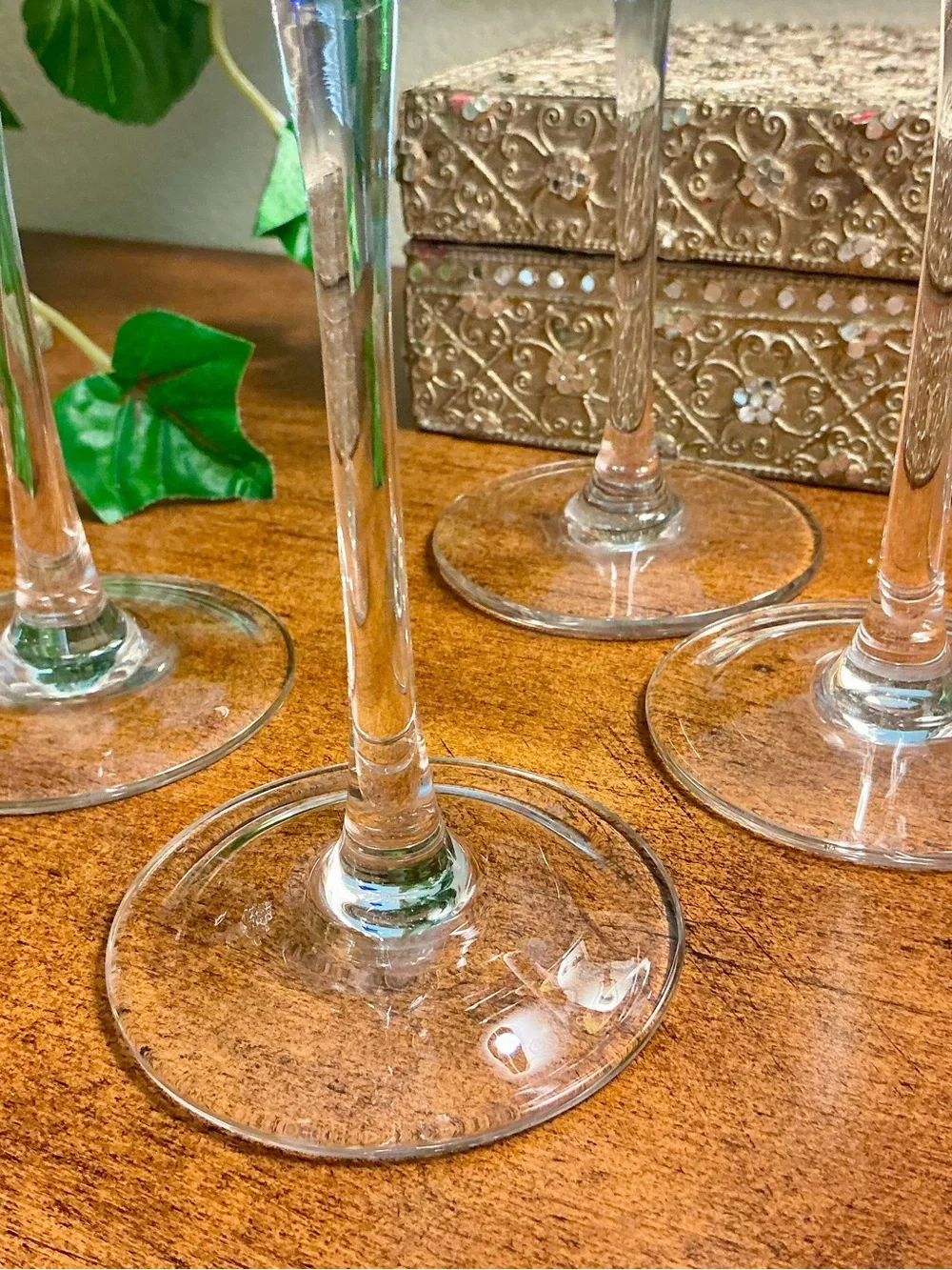 Vintage Hand-Blown Art Glass Champagne Flutes - Jewel Toned-Set of 4